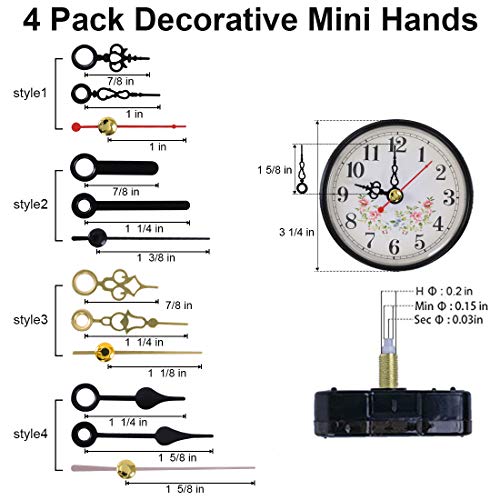 EMOON 2 Pack NonTicking Clock Mechanism with 4 Pack of Short Clock