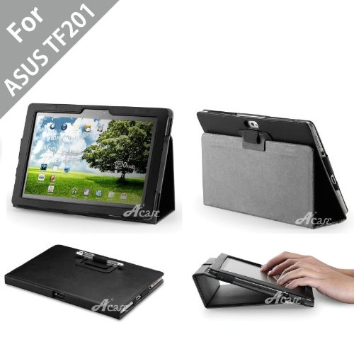 Acase Leather Case Folio with Multi View Stand for Asus TF201 Eee Pad Transformer Prime 10.1-Inch  tablet, Black (ACS-1005MFBK-TF201)
