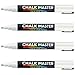 Chalkmaster Liquid Chalk Markers - 4 Bright White Colored Liquid Chalk Premium Artist Quality Marker Pen Set + 2 FREE Additional 6 mm Reversible Chisel to Bullet Point Tips - 100% Guarantee