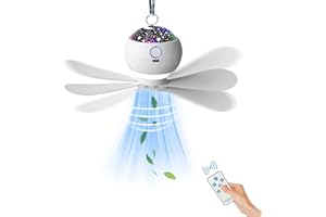 ONXE Portable Camping Fan with Lights & Starry Projection, LED Hanging Tent Fan with Remote & Timer, 3600mAh Rechargeable Battery Ceiling Fan for Car RV Survival Kit Camping Essentials(Fit 1-2 Person)