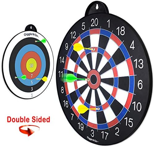Giggle N Go リバーシブルマグネットダーツボード 子供用 優れた屋内ゲーム 楽しい子供ゲーム 安い 素晴らしい贈り物 片面を回すだけで様々な楽しいゲームを楽しめます