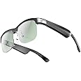Enzemit M9 Pro Smart Glasses Bluetooth, Bluetooth Sunglasses for Men, UV400 Polarized lens,Voice Assistant,Adjustable Nosepiece, Bluetooth Cycling Glasses for Outdoor (Gray)