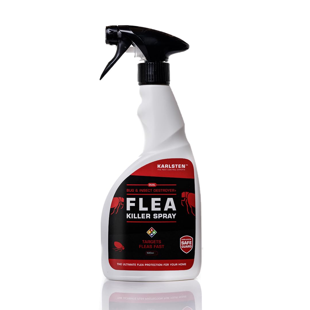 Karlsten Flea Killer Spray - Fast Acting Elimination of irritating Fleas | Pest Control kills on Contact | Formulated for Use On Fleas Indoor and Outdoor Flea Spray Killer - 500ML