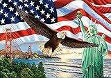 DIY 5D Diamond Painting Kits Full Drill, Astory Rhinestone Crystal Embroidery Pictures Cross Stitch for Home Room Decoration Eagle & Statue of Liberty 40x30 cm (16x12inch)