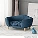 Samuel Mid Century Small Plush Pet Bed, Navy Blue and Natural Finishthumb 2
