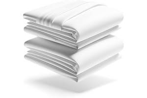 Mezzati Brushed Microfiber Bed Sheet Set - Ultra Soft and Lightweight for Ultimate Sleep Comfort, Wrinkle Free and Color Fade Resistant, 4 Piece Set (White,Queen Size)