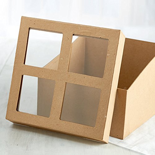 Ready to Embellish Slanted Paper Mache Box With WIndow Opening Top for Crafting, Storing and Creating