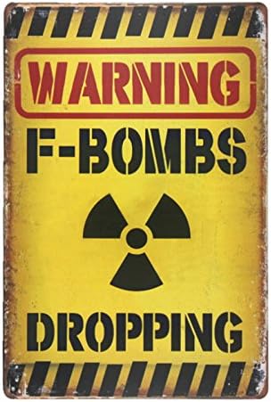 dingleiever-Warning F-BROPPING Metal Plate Vintage Garage Wall Art Poster Coffee bar Sign Home Decor
