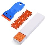 Ehdis 1.5" High Visibility Mini Razor Plastic Double Edged Blade Scraper with 100PCS Plastic Razor Scraper Blades for Scraping Labels and Decals from Glass, Windshields