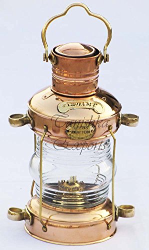 Tanishka Exports Nautical Anchor Oil Lamp Decorative Hanging Lamp Vintage Style Lantern Brass & Copper Lantern