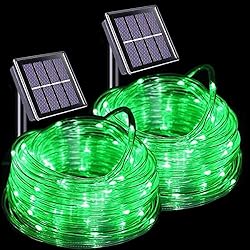 SOCO 2 Pack 120 LED Solar Rope Lights Outdoor,Each