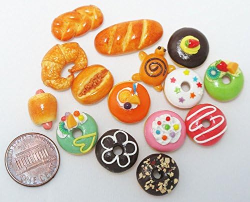 Hutasil Handcraft 15 Mix Bakery Bread doughnut Donut Handmade Food Dollhouse Miniature Food