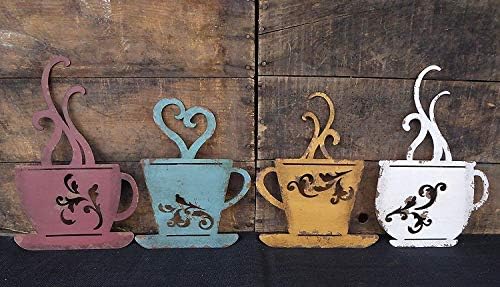Collection Metal Coffee Cup Wall Kitchen Restaurant Coffee Shop Decor! Set Of 4
