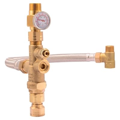 Cash Acme Water Heater Tank Booster Pro, Thermostatic Mixing Valve 34 with Temperature Gauge