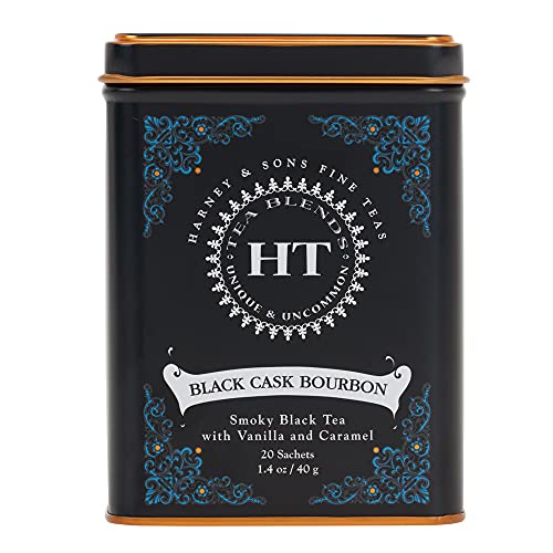 HARNEY & SONS BLACK CASK BOURBON TEA, 20 SACHETS OF SMOKY BLACK TEA WITH LIGHT CARAMEL FLAVORS