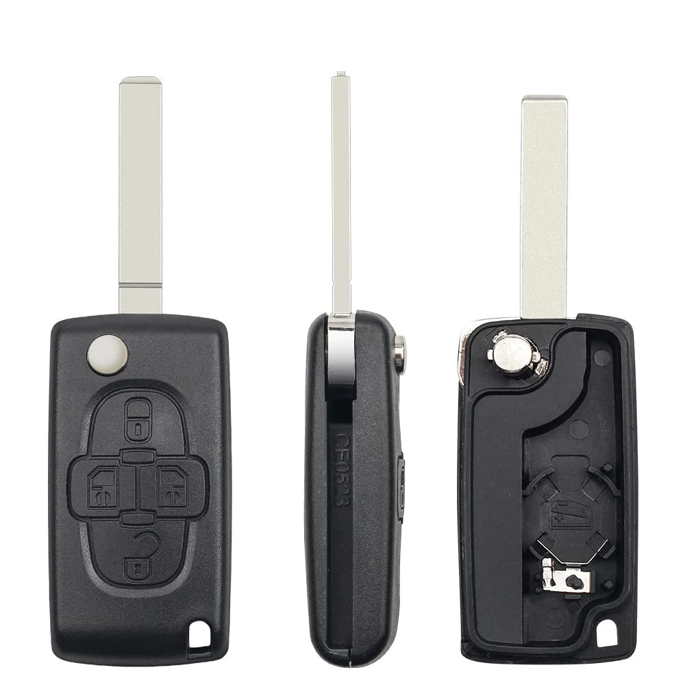 topone1 Remote Car key flip For peugeot 207 307 308 407 607 807 2/3/4 Buttons HU83/VA2 For Citroen C2 C3 C4 C5 C6 Car Key Shell (4 Button, VA2 536)