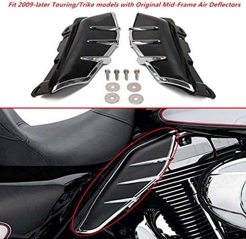 Black Mid-Frame Air Deflectors with Decorative Trims for Harley Touring Street Glide FLHX 2009-2016