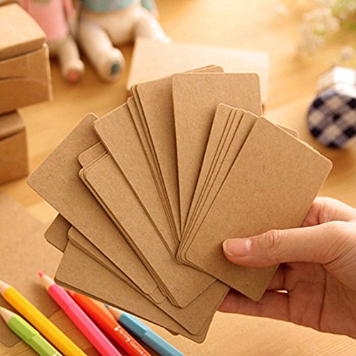 Yexpress 400pcs Retro Blank Kraft Note Paper Business Cards Vocabulary Word Card Message Card DIY Gift Card Blank Paper Tags