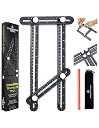 Medidor de ángulo Strongman Tools de aleación de aluminio resistente, incluye bolsa y lápiz de construcción