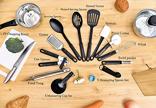 Kitchen Utensils Set - 21 Stainless Steel and Nylon Cooking Utensil Set - Nylon Utensils Spatula Set - Non-stick Heat Resistant Kitchen Cooking Utensils Cookware Set - Best Kitchen Tools and Gadgets