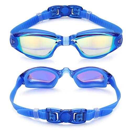 OTTER Easy Fit Triathlon Swim Goggles, Swimming Goggles Anti Fog Shatterproof UV Protection (Blue and Black)