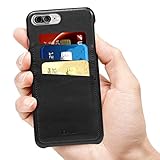 iPhone 7 Plus Case, Benuo [Card Slot Vintage Series] [Genuine Leather] Soft Leather Case [3 Card Slots], Ultra Slim, Leather Case Back Cover [Business Style] for Large Apple iPhone 7 5.5 inch (Black)