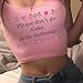 F_topbu Women Tank Crop Tops Teen Girls Letter Print Sleeveless Blouse Solid Halter Cami Shirt Camisoles Pink