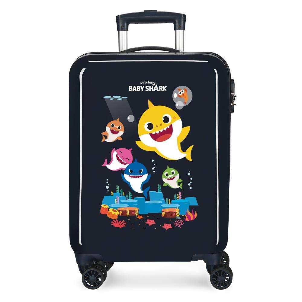 Baby Shark My Good Friend Blue Cabin Suitcase 38x55x20 cm Rigid ABS Combination lock 25 Litre 2.6 Kg 4 Double Wheels Hand Luggage