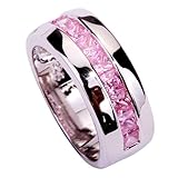 YAZILIND Women's Ring with Emerald Cut Big Stone Pink Cubic Zirconia CZ Silver Plated US Size 8 Wedding Party Gift