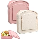 Vidspl Sandwich Containers, Sandwich Containers for Lunch Boxes, Reusable Plastic Food Storage Sandwich Box with Lid, BPA Free, Microwave Safe, for Family Adults for Office, Camping (White & Pink)