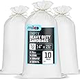 White Heavy Duty Sand Bags for Flooding - 50 lb Empty Sandbags with Tie Strings for Flood Control - 1600 Hours of UV Protection Woven Polypropylene Bags - 14 x 26 Inches Pack of 10