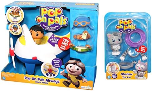 Delxe Pop On Pals 2 Piece Bundle: Pop On Pals Airways Vehicle &amp; Shadow the Cat