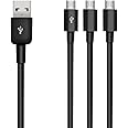 Duttek USB to Micro USB Splitter Cable, 3 in 1 USB 2.0 A Male to Three Micro USB Male 1 to 3 Sync Charging Cable Adapter Cord (25CM/10 Inch)