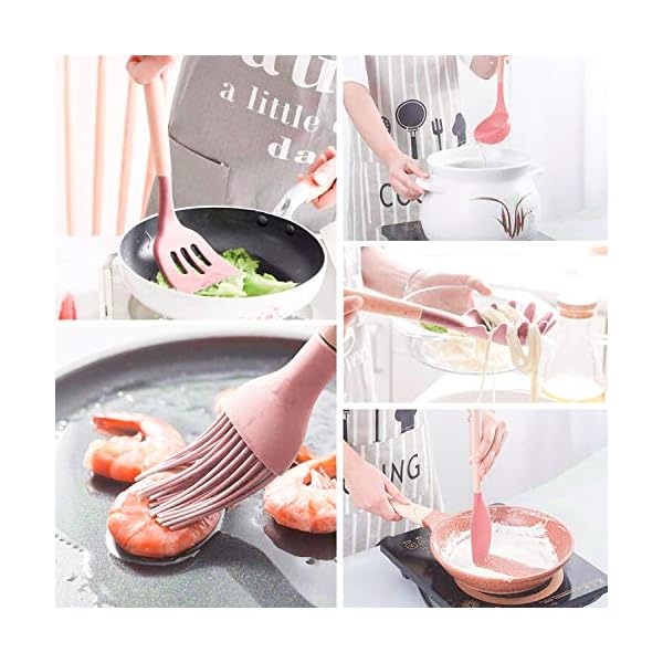 Premium-11pcs-Silicone-Cooking-Kitchen-Utensils-Set-Heat-Resistant-Wooden-Handles-Cooking-Tool-BPA-Free-Non-Toxic-Silicone-Turner-Tongs-Spatula-Spoon-Kitchen-Gadgets-Set-for-Nonstick-Cookware-Pink Premium 11pcs Silicone Cooking Kitchen Utensils Set, Heat Resistant Wooden Handles Cooking Tool, BPA Free Non Toxic…