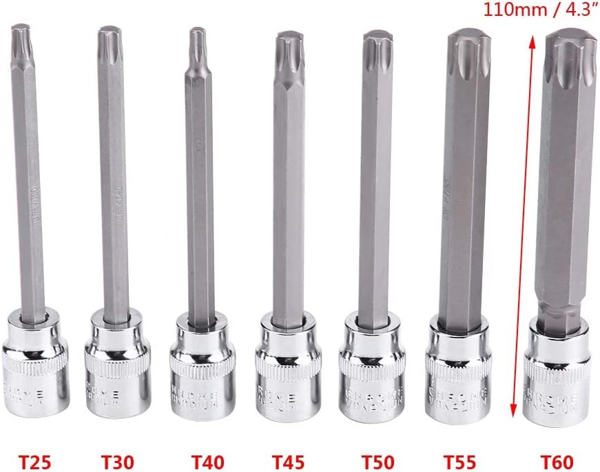Torx Star Bit Socket Set, 7Pcs 3/8inch Drive Extra Long Torx Star Bit Socket Set, Popular - Image 3