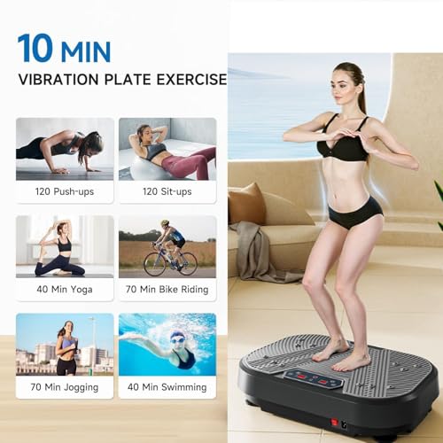 LBOYLOVE® Vibration Plate Exercise Machine, Whole Body Workout Vibration Plate for Weight Loss and Lymphatic Drainage, 120 Adjustable Speeds & 10 Sports Modes, Max Weight 175KG