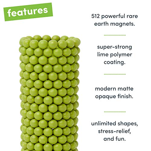 Speks Magnetic Balls - Matte Lime Set of 512 (2.5mm) - Fun Stress Relief Desk Toy for Adults - Mashable Smashable Buildable - Thumbnail 2