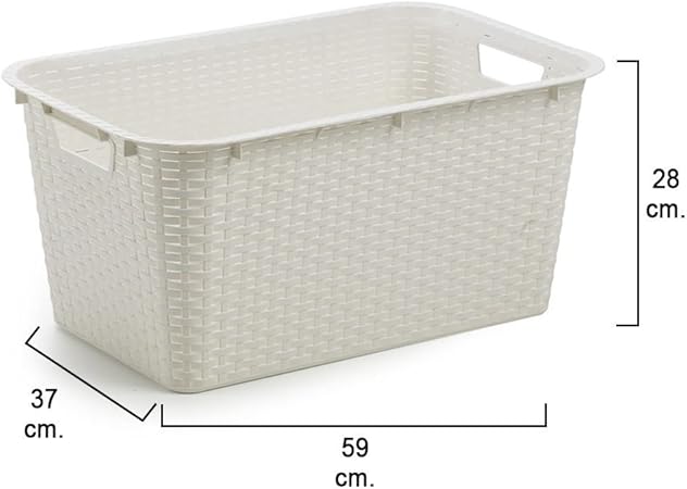 SATURNIA 21030421 Cesta Ordenacion/Colada Resina 59x37x28 cm. Blanca: Amazon.es: Hogar
