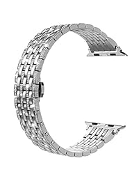 Wearlizer Compatible Apple Watch Band 1.496 in 1.654 in, Mujer Crystal Rhinestone Diamond Watch Band Lujo Acero Inoxidable Metal Correa Watch Watch compatible iWatch Eries 3 2 1 Nike + Edtion Colors, Plateado