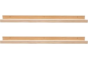 AZSKY Floating Shelves Wall Mounted Set of 2 Natural Wood Picture Shelves Wall Shelves for Bedroom Bathroom Living Room Kitchen Laundry Room Storage & Decoration 24 Inch
