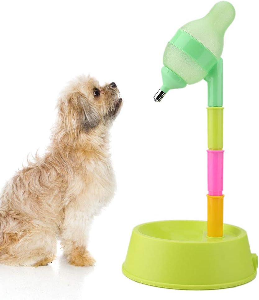 Pet Water Dispenser Pet Cat Standing Water Dispenser Cat Dog Standing Bowl Adjustable Height Water Feeder Drinking Bottle with No-drip Nozzle(Green) - Image 4