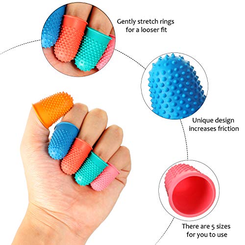 20 Pieces Rubber Fingers Tip Finger Pad Grip Reusable Finger Cover