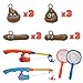 alesTOY Fishing for Floaters - 2 Fishing Rods, 2 Nets & 12 Floaters for 2 Players - Educational, Creative & Sensory Bath Fishing Game Toys in Bathtub or Swimming Pool