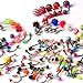 Lot of 105 Assorted 21 Styles Tongue Lip Navel Belly Eyebrow Rings Bars Barbell Body Jewelry Piercing Kit