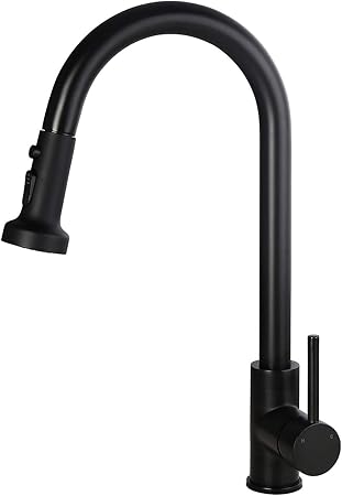 Homary Black Kitchen Sink Faucet With 3 Function Pull Down Sprayer