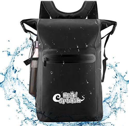 HeySplash Waterproof Backpack Rucksack 25L, Heavy Duty Floating Dry Bag with Shoulder Straps & Front-Zippered Pocket for Kayaking, Rafting, Boating, Fishing, Swimming, Camping, Hiking, Beach