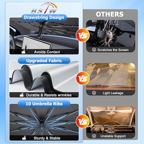 [2026 Upgrade] BSTW Compatible with Benz GLC X254 2023-2026 & GLC X253 2016-2022 Windshield Sunshade, Automatic Folding Sun Shade Drawstring Design Thermal Insulation and UV Protection