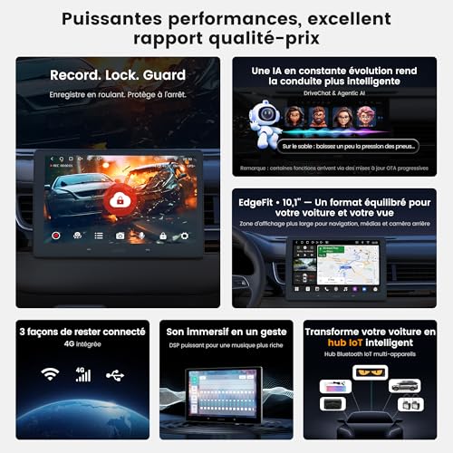 ATOTOOUT Car Radio 2 DIN 10.1 Inches, QLED Touch Screen 4GB+64GB, Wireless CarPlay, Android Auto, Android with 4G/Wi-FI/BT/USB, DSP, GPS and Parkmonitor, LRV, HDMI-EIN-/Ausgang, FM/RDS