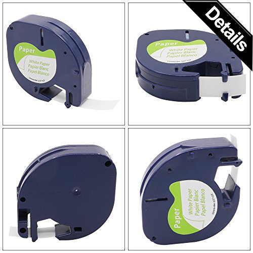 Wonfoucs Compatible DYMO 10697 (91330) Self-Adhesive White Paper Labeling Tape for DYMO Letratag Label Makers, Black Print on White, 1/2'' W x 13' L, 3 Rolls