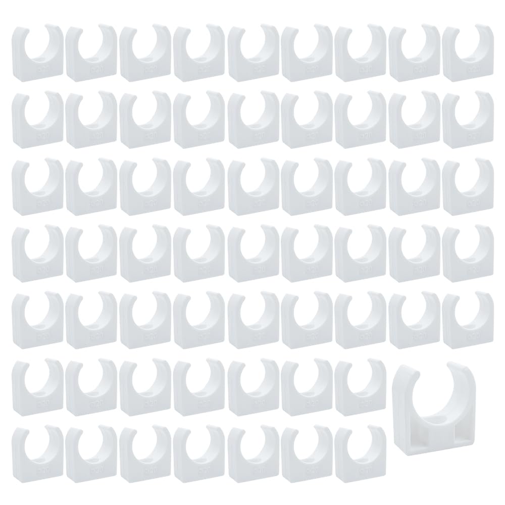 HLIWS PPR Water Pipe Clamps,60 PCS Universal Single Pipe Clip,Push-Fit Fittings,for Garden Irrigation Hose Connector,Screws not Included(Inner Diameter 20mm,White) — image 1